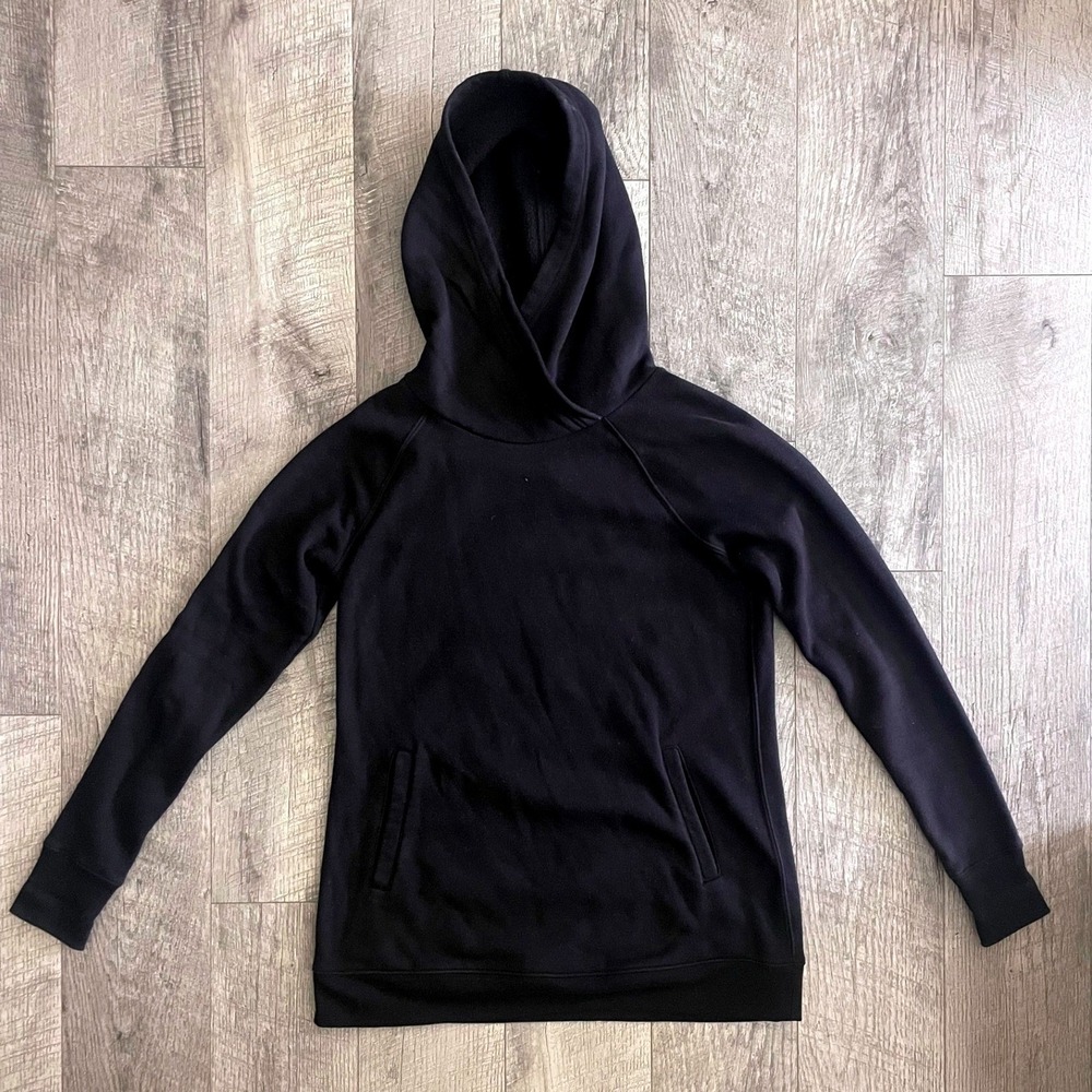 Tek Gear Womens Black Crossover‎ Neck Fleece Hoodie Sweatshirt Small Solid